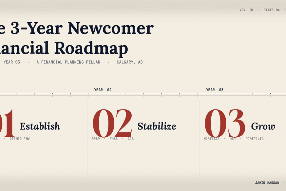 a Calgary financial planner's three-phase guide: Year 01 Establish, Year 02 Stabilize, Year 03 Grow.